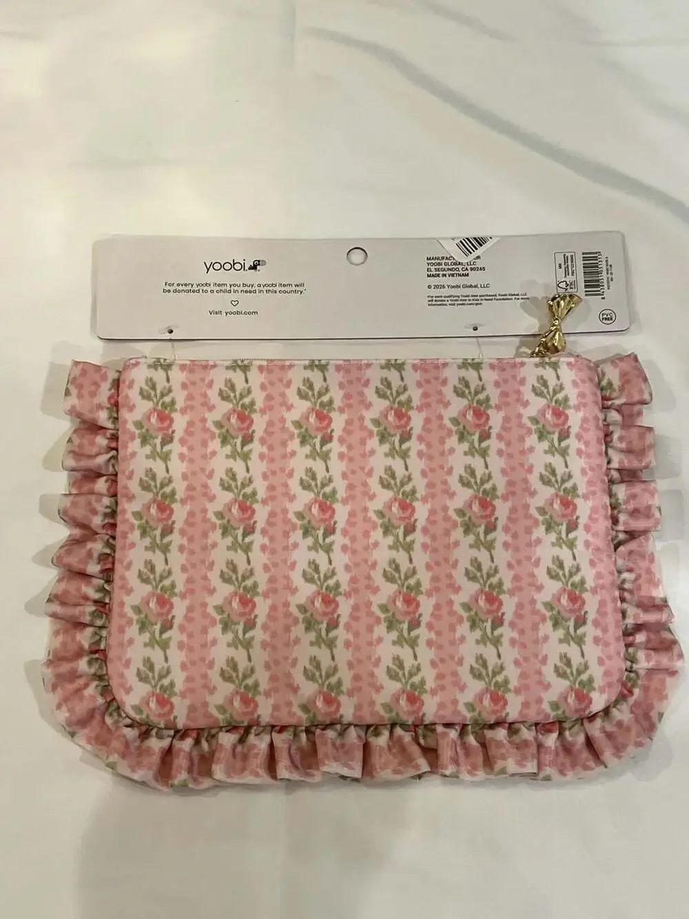 LoveShackFancy x Yoobi Blooming Heirloom Flat Zip Accessory Pouch with Ruffles
